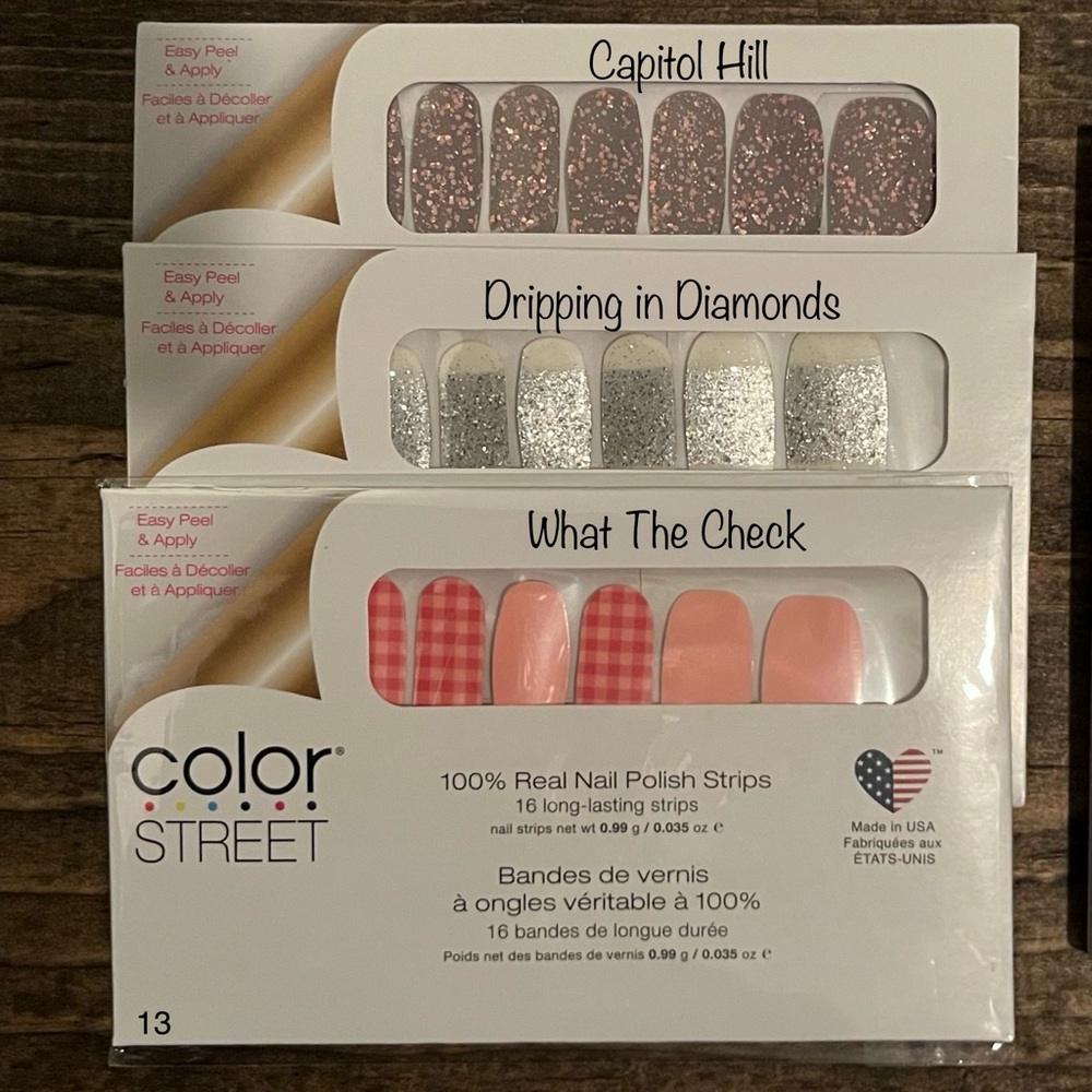 NWT 3 Retired Color Street Nail Polish Strips!